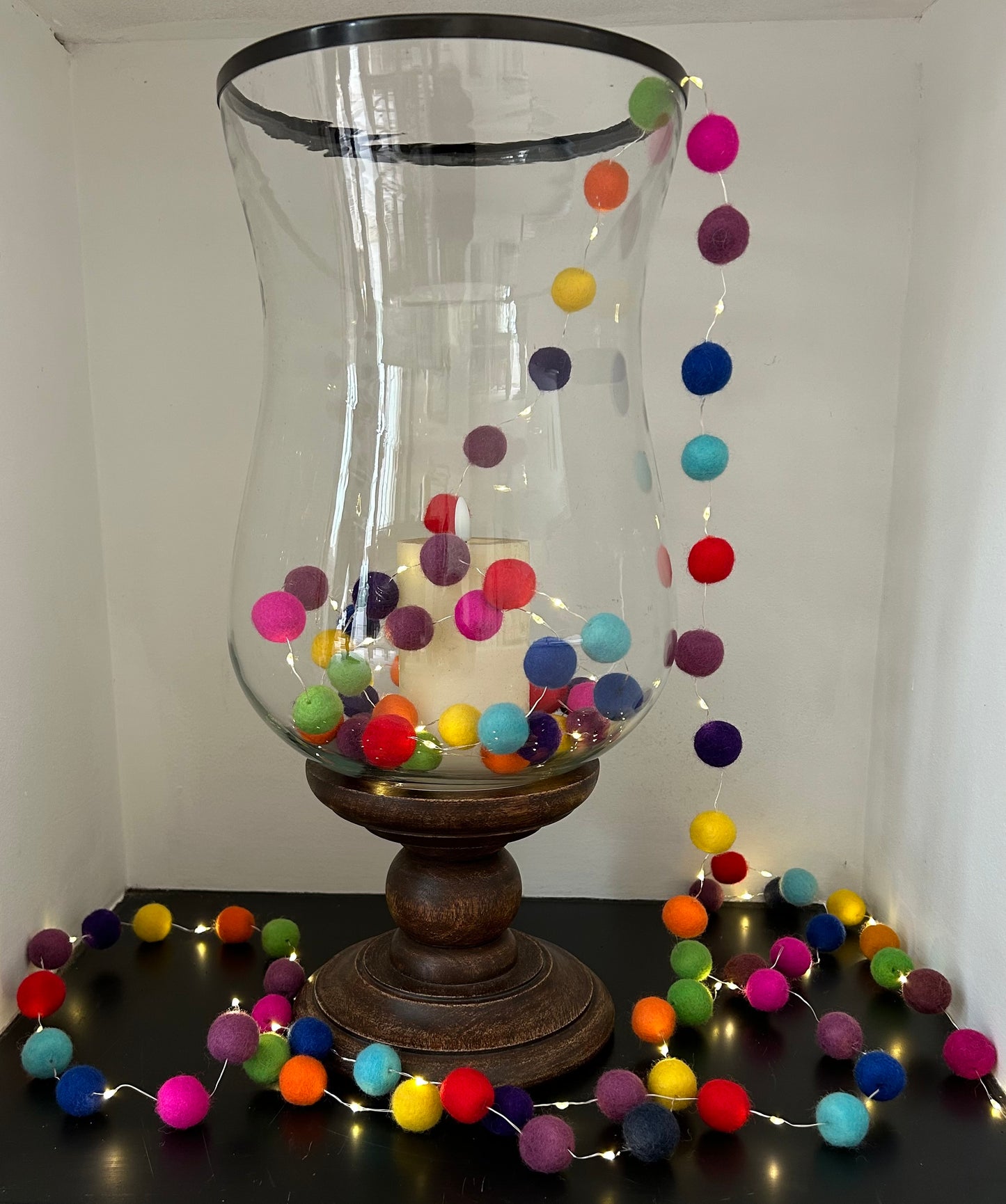 Rainbow Pom Pom Fairy Lights