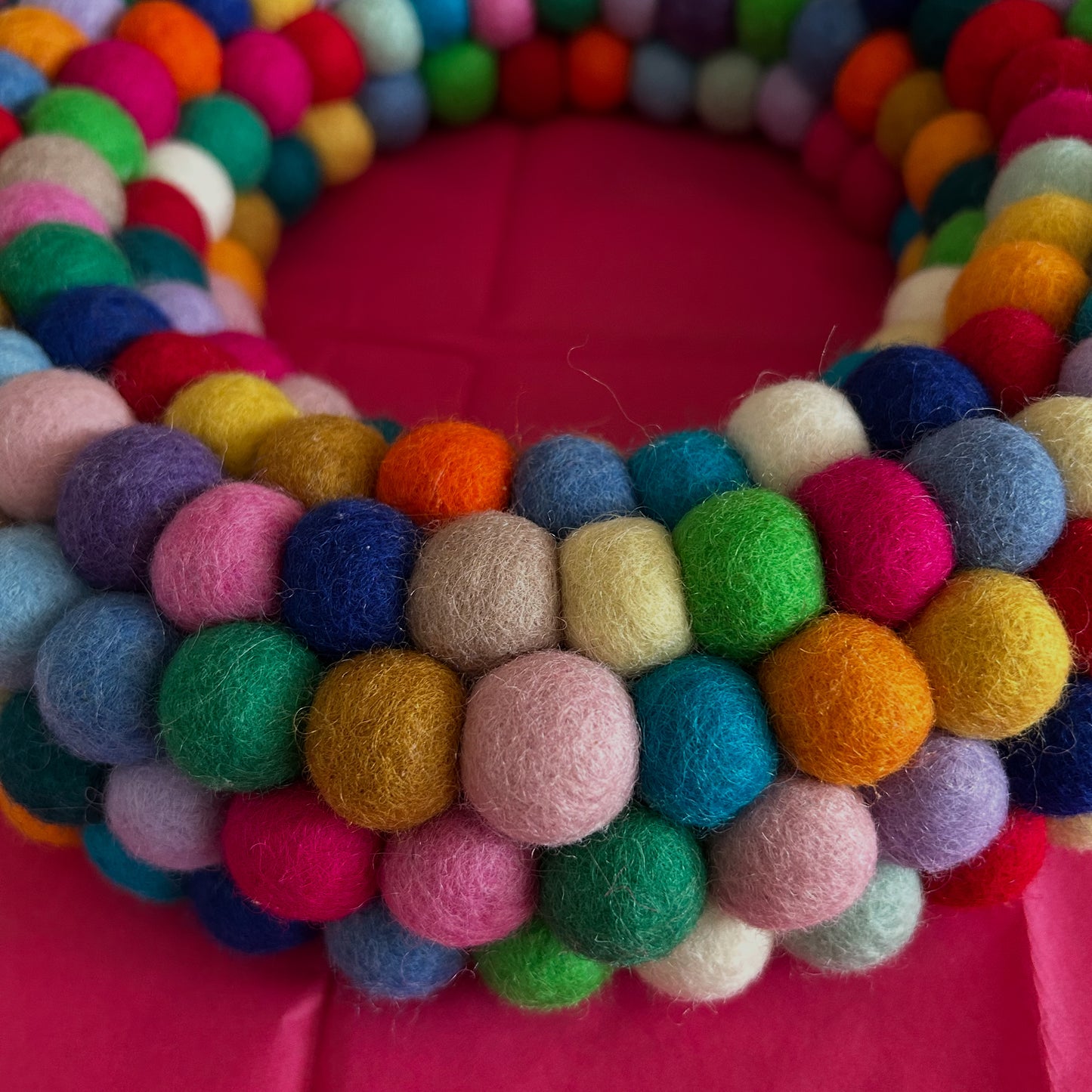 Rainbow Pom Pom Wreath