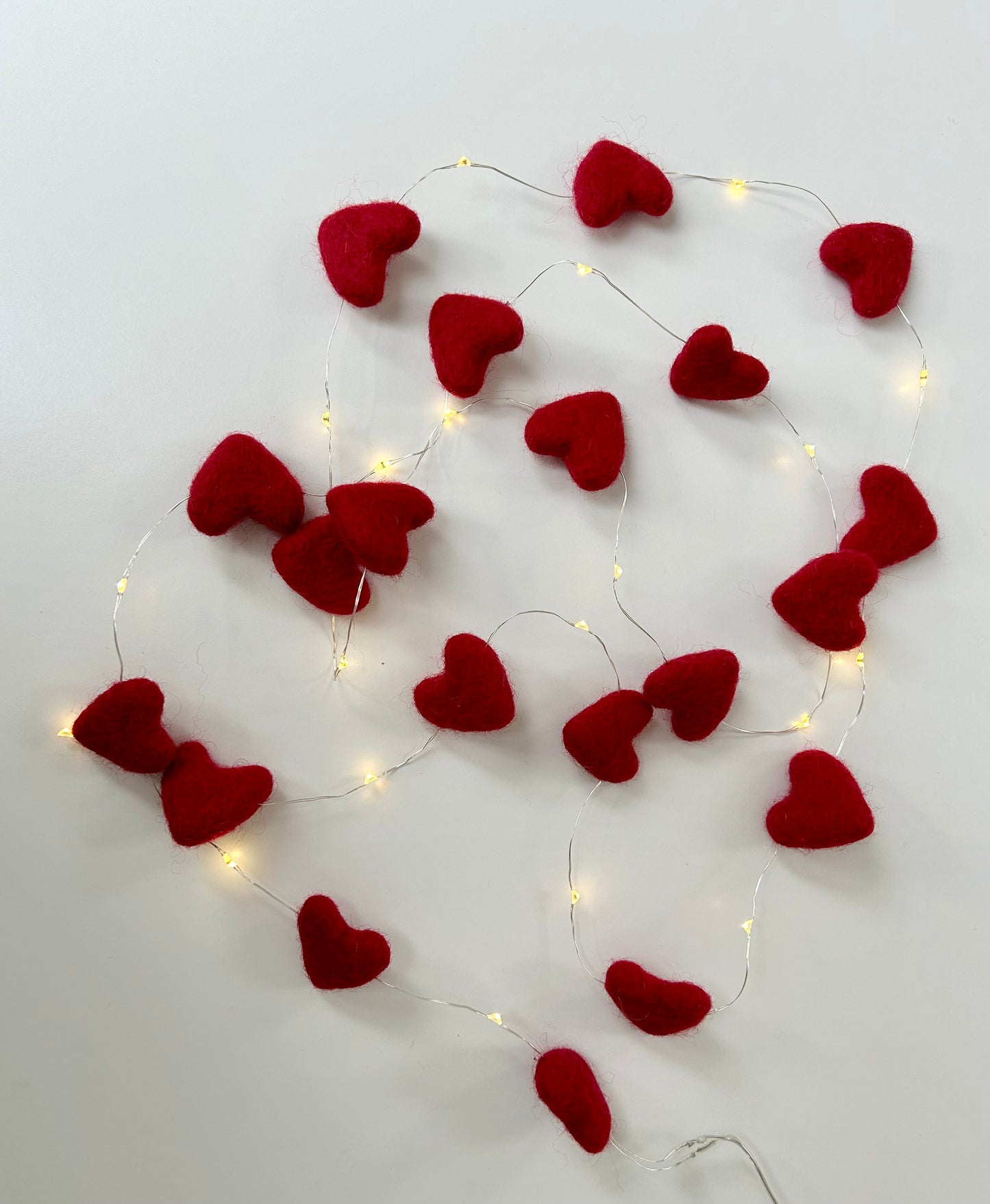 Handmade Felt Heart Fairy Lights - Warm White