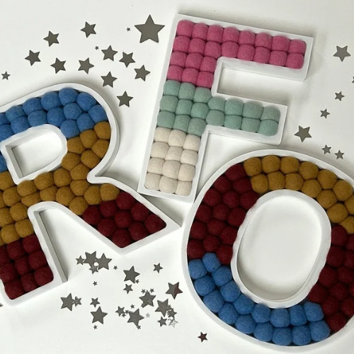 A-Z Wooden Pom Pom Letters