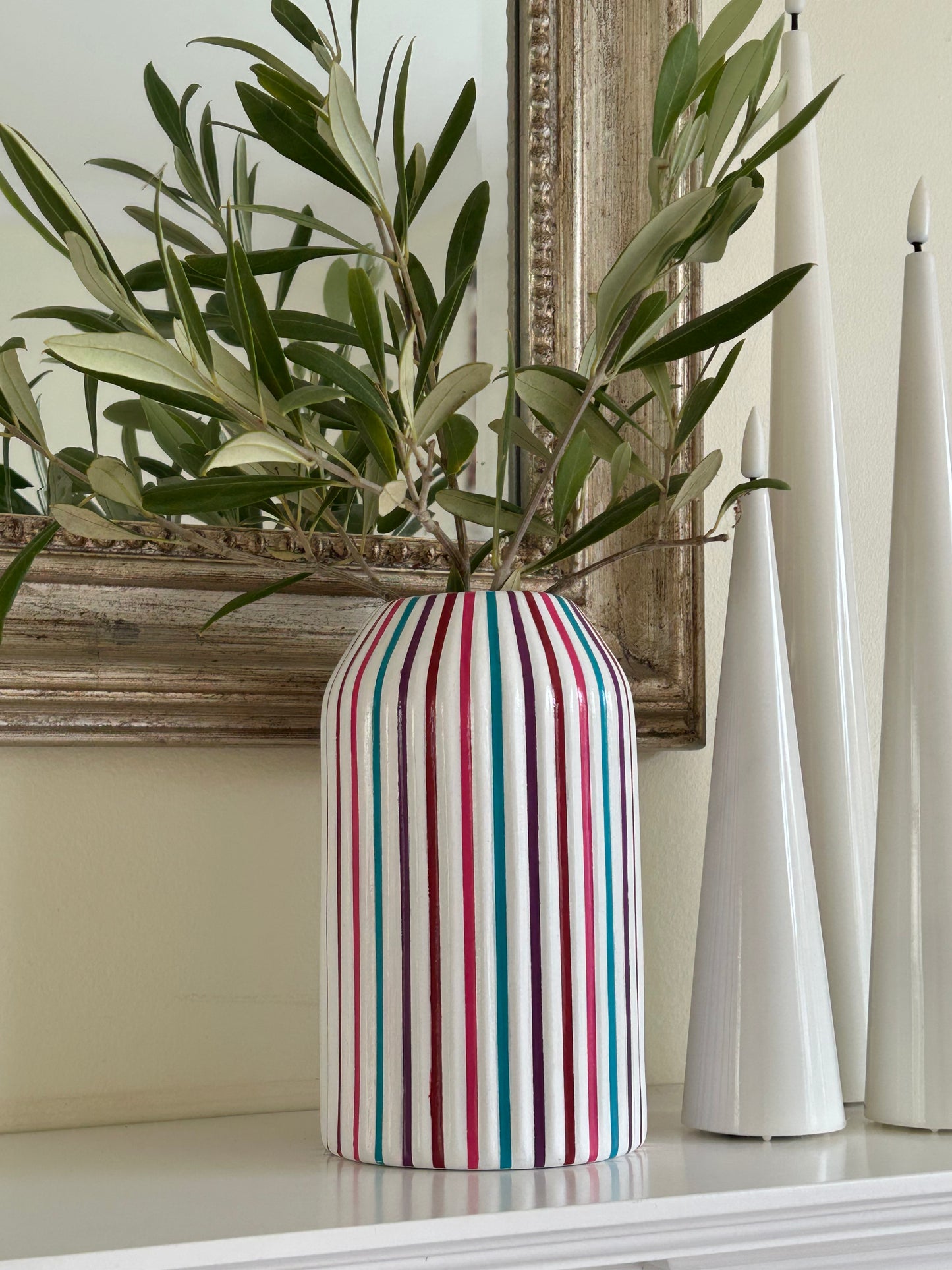Hand Painted Striped Vase