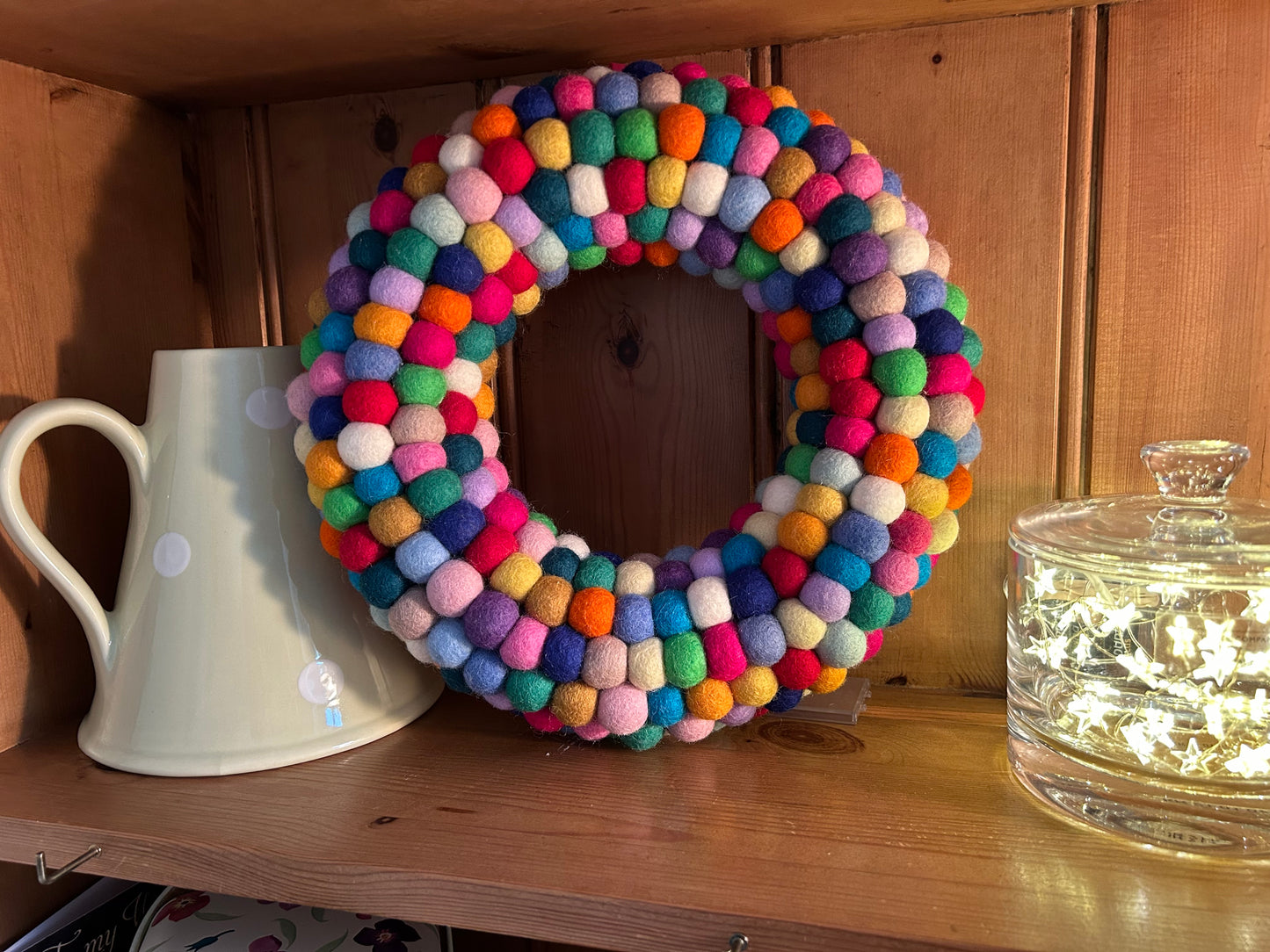 Rainbow Pom Pom Wreath