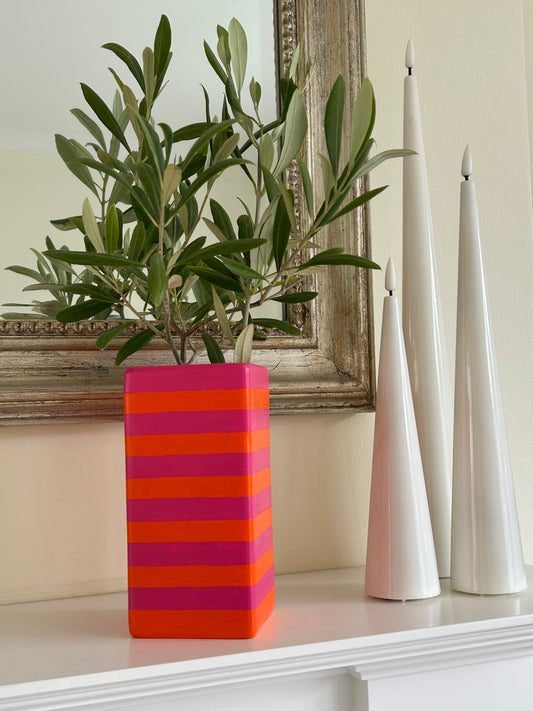 Hand Painted Vase - Pink & Orange