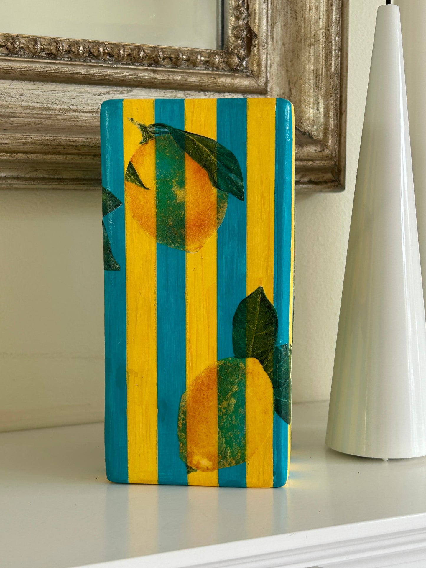 Handpainted Lemon Stripe Vase