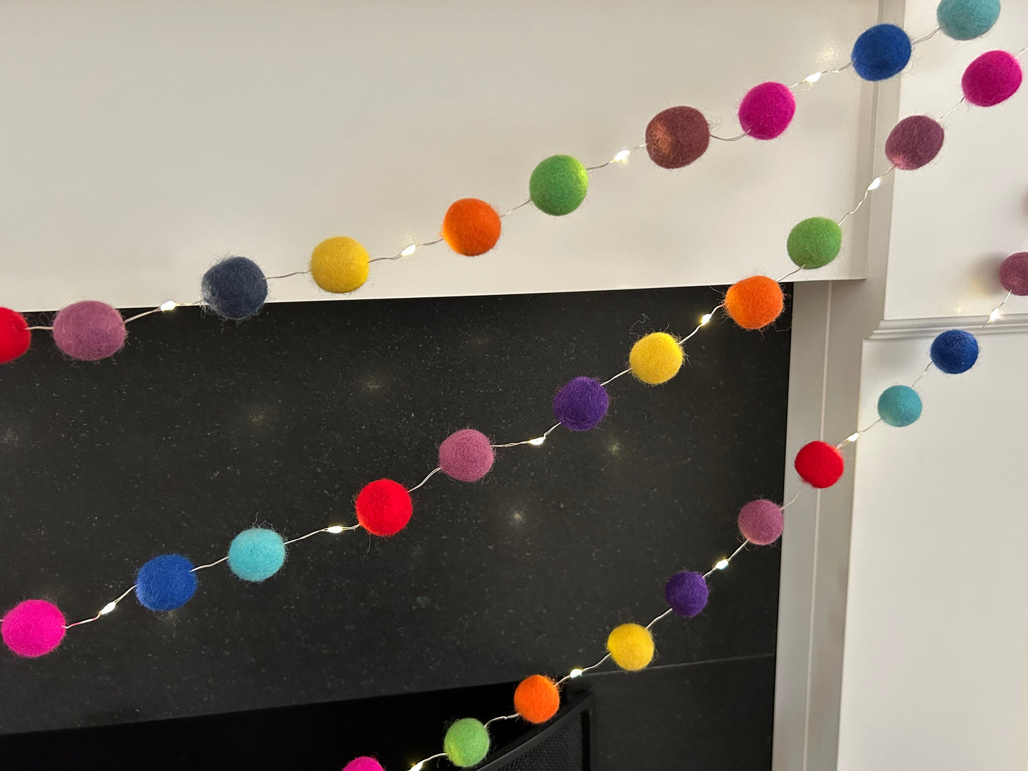 Rainbow Pom Pom Fairy Lights
