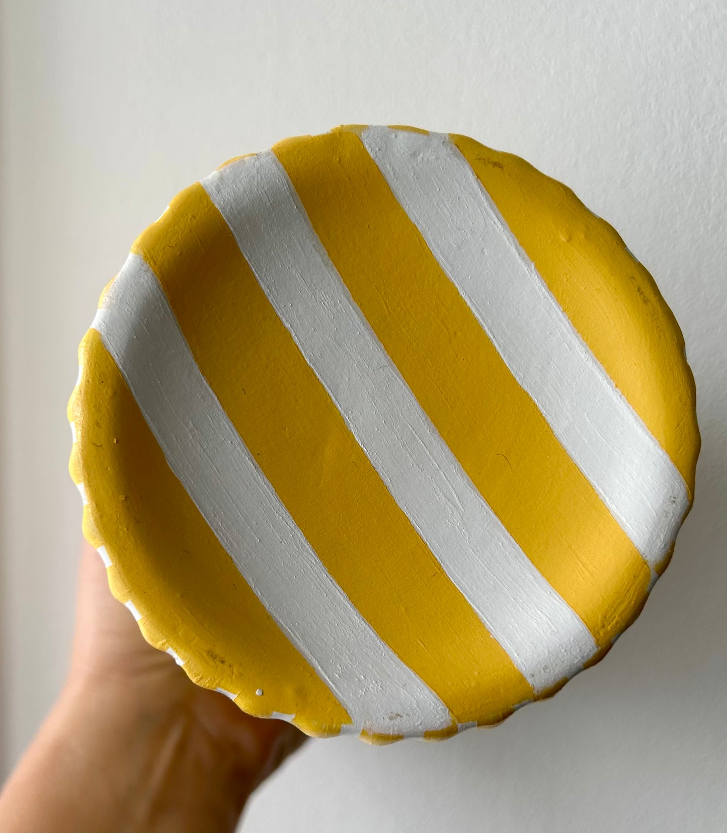 Hand Painted Yellow & White Striped Vase