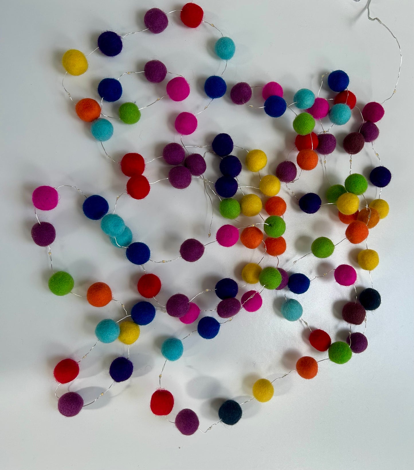 Rainbow Pom Pom Fairy Lights