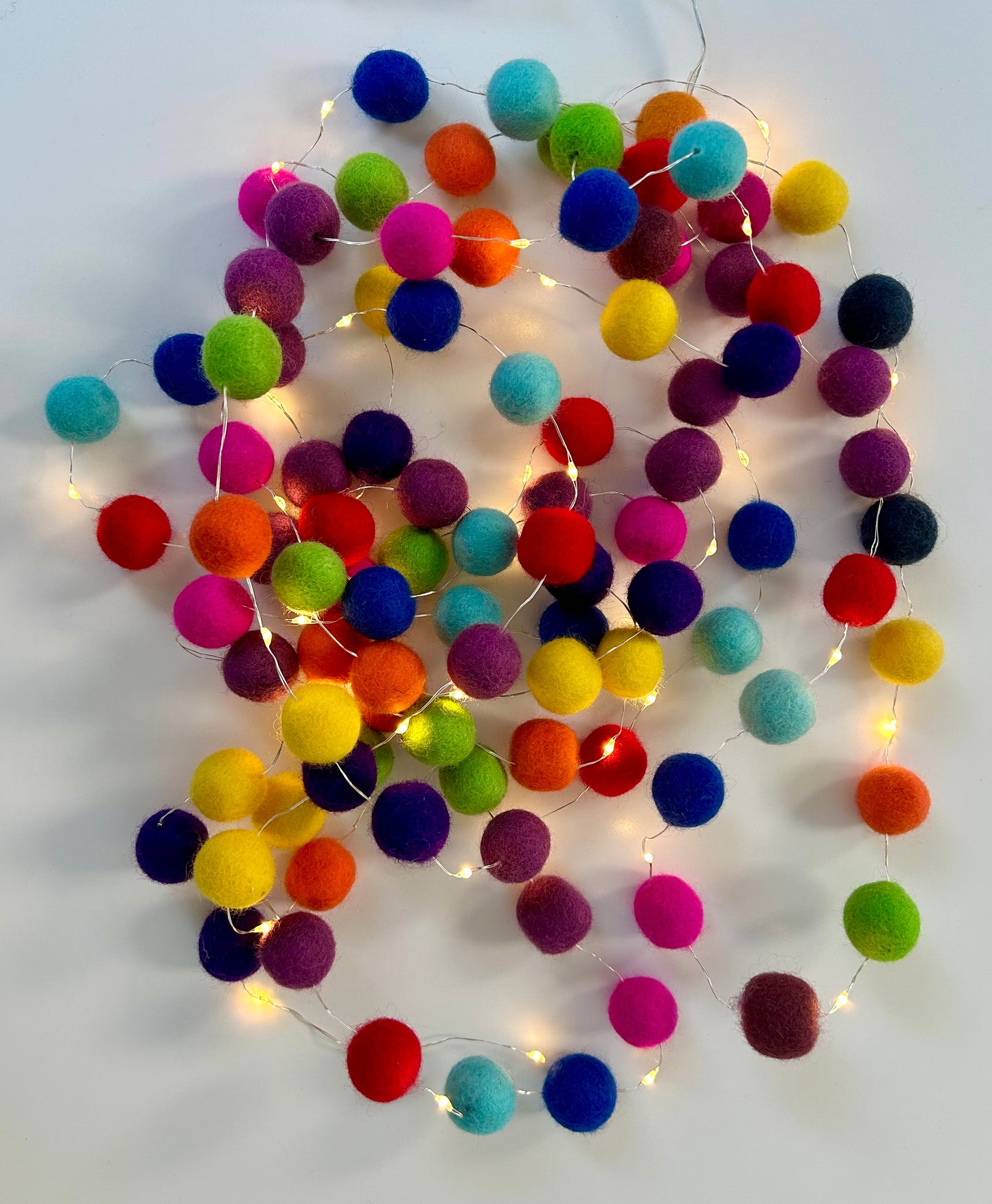 Rainbow Pom Pom Fairy Lights